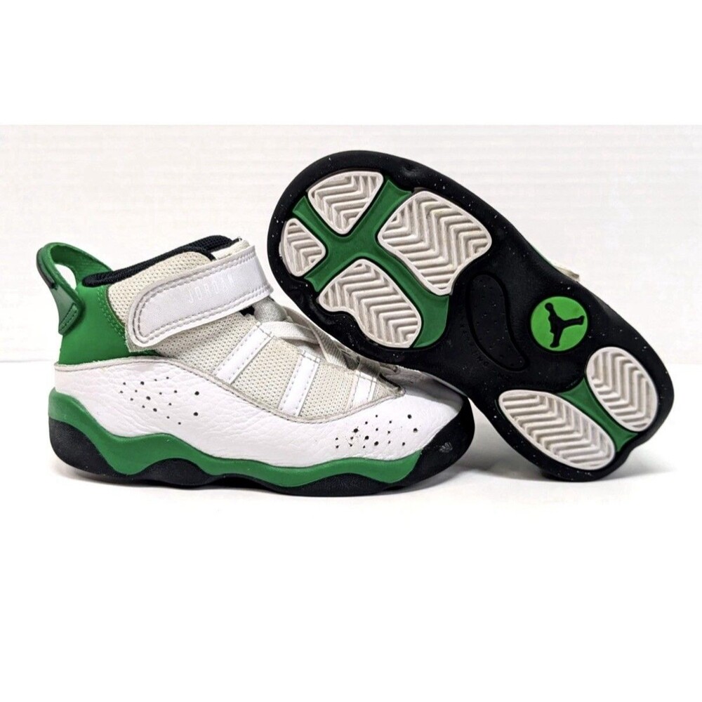 Nike Jordan 6 Rings Toddler White/Green 323420-131 Size 7C Lucky Green